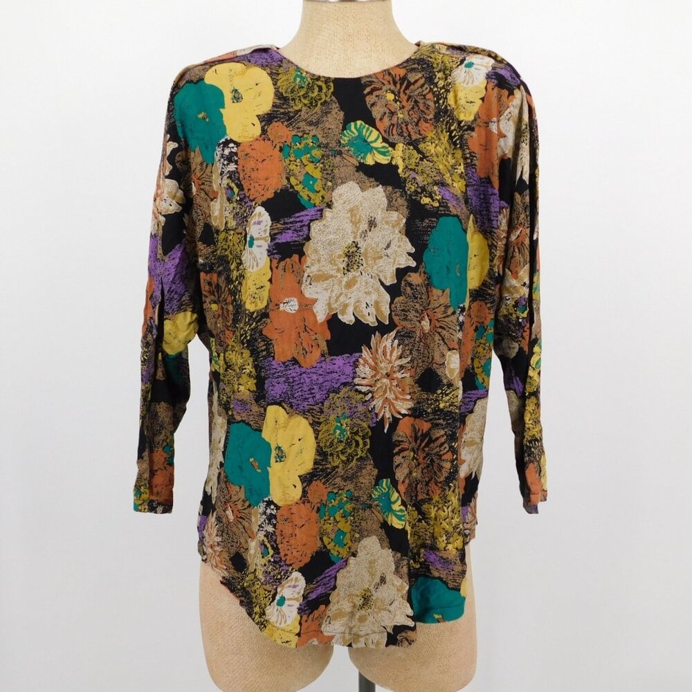 Lot Of 2 Kyu pi te (Korean Brand) Women Multicolor Floral Blouse NO SIZE TAG - Picture 2 of 14